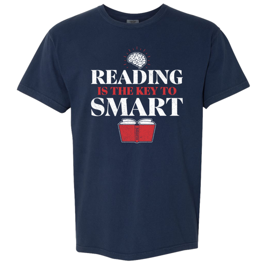 Reading is the Key To Smart Navy Tee